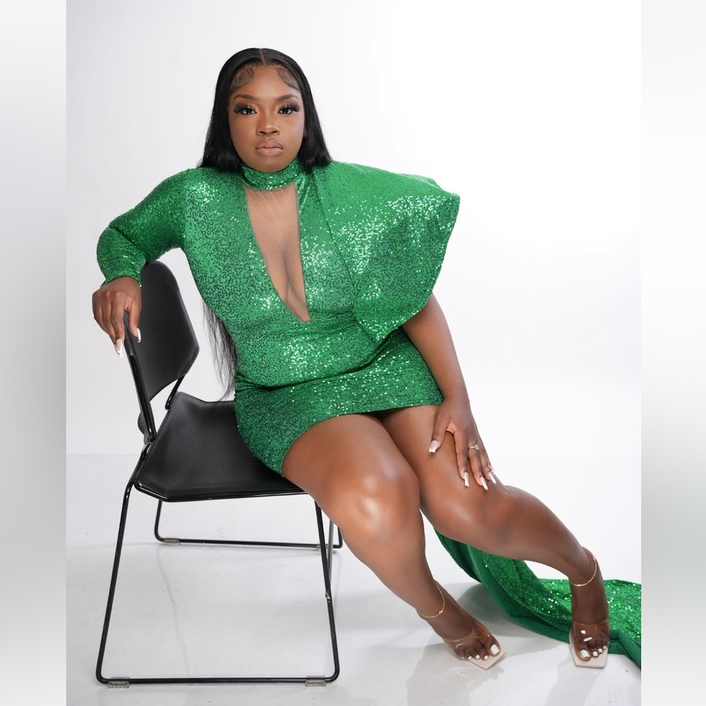 CUSTOM GREEN SEQUIN GRADUATION DRESS